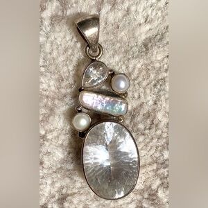 Sterling & Pearl & Crystal Pendant